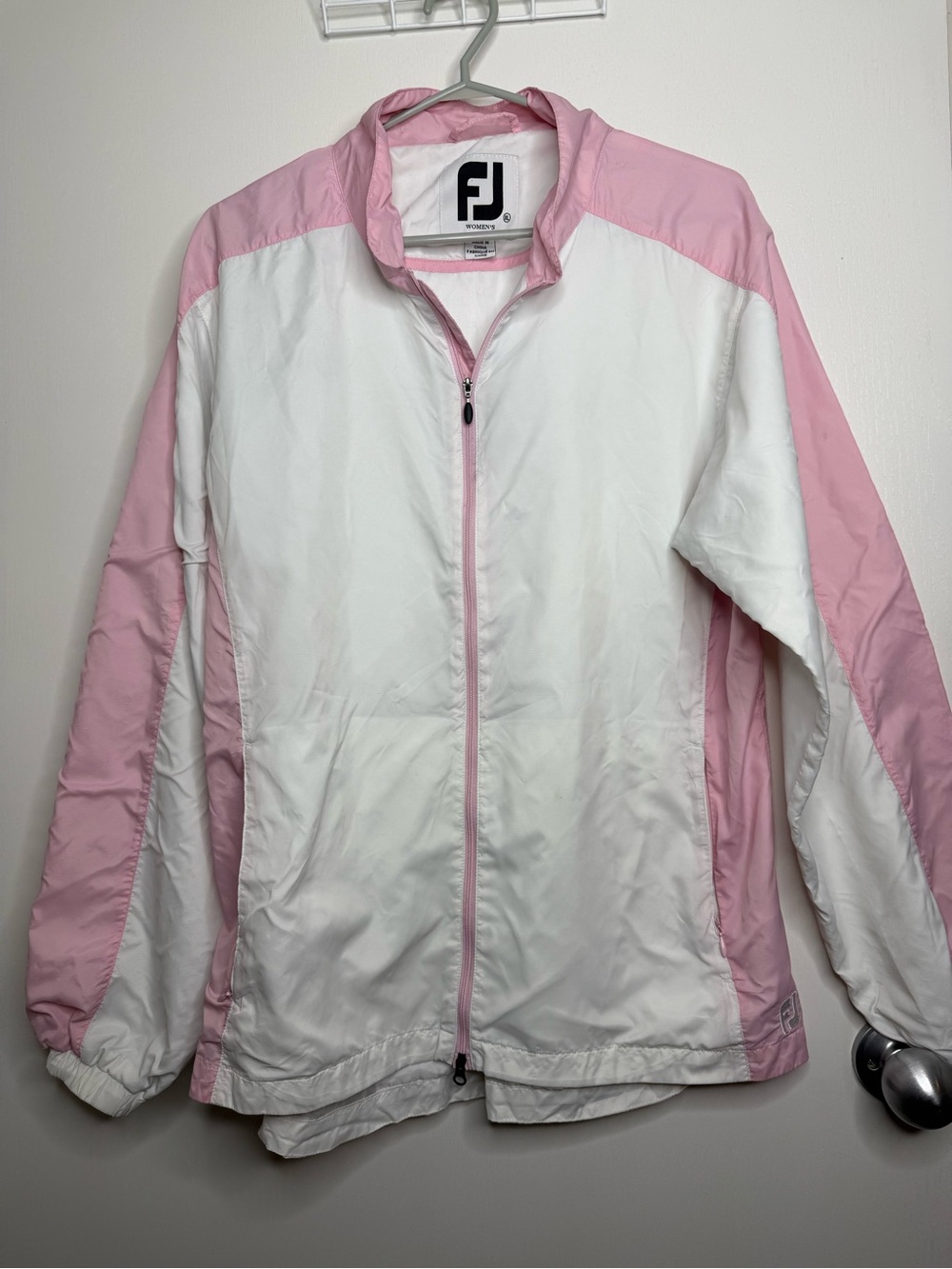 FootJoy Women's White and Pink Golf Windbreaker Jacket XL